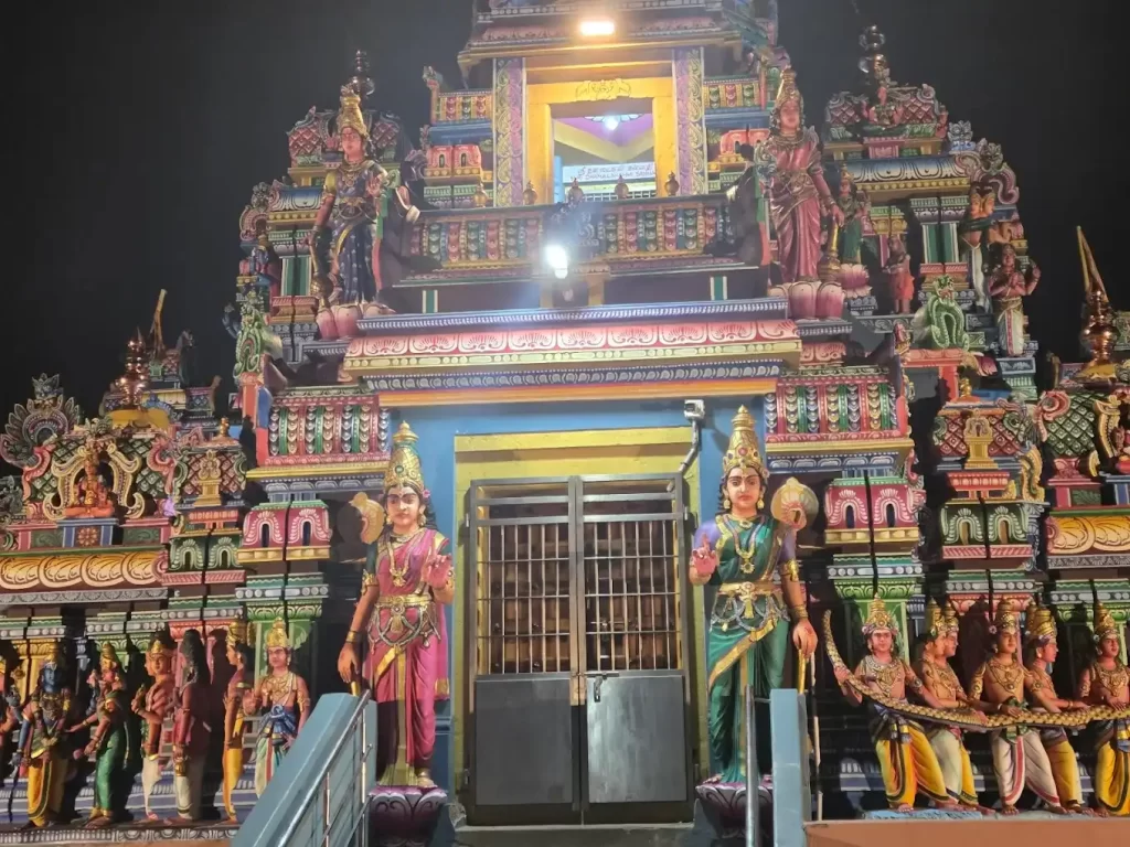 Illuminated entrance of Ashtalakshmi Temple at night in Chennai Illuminated entrance of Ashtalakshmi Temple at night in Chennai