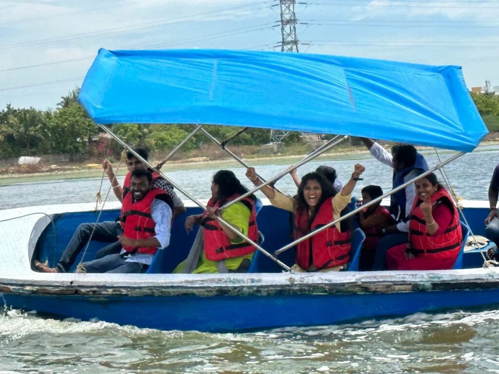 Family enjoying a speed boat Family enjoying a speed boat