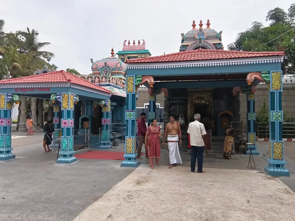 Colorful temple rooftop architecture with sculptural details Colorful temple rooftop architecture with sculptural details